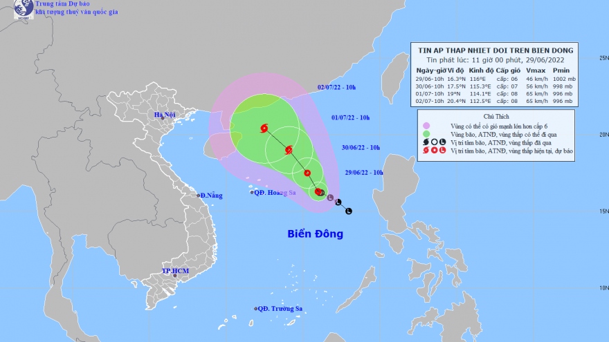 Áp thấp cách Hoàng Sa khoảng 470km, giật cấp 8