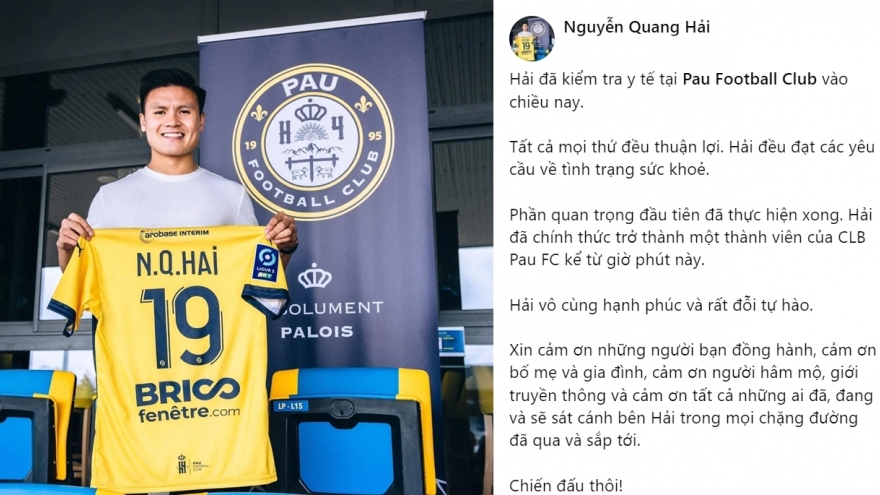 Quang Hải viết “tâm thư” khi chính thức gia nhập Pau FC