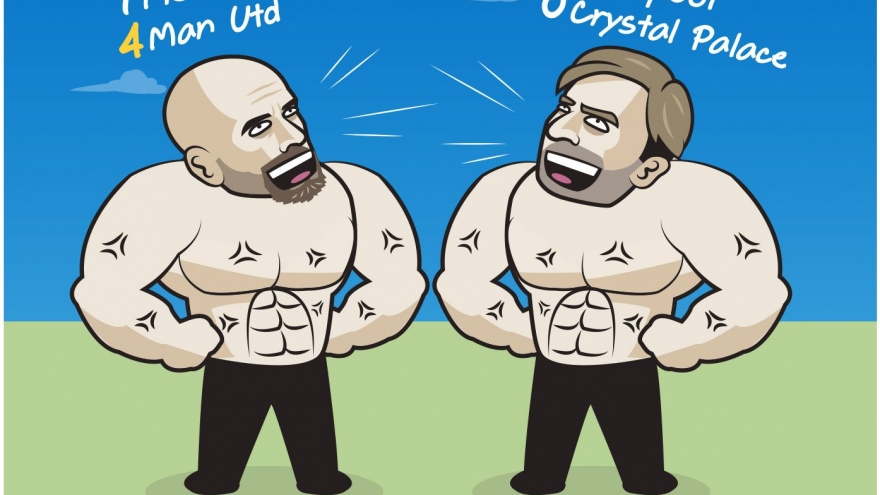 Biếm họa 24h: Erik Ten Hag và Klopp khoe cơ bắp
