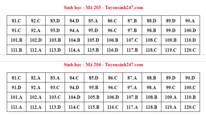 Cập nhật đáp án đề thi môn Sinh học trong kỳ thi tốt nghiệp THPT 2022