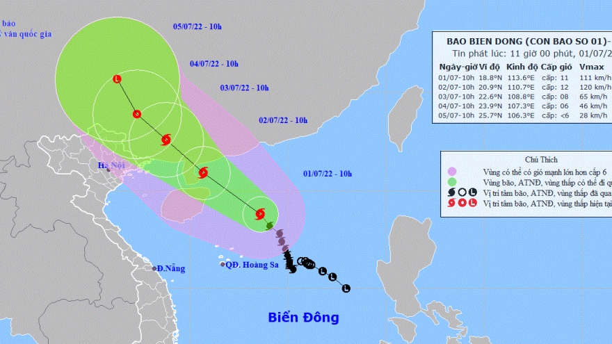 Bão số 1 cách Hải Nam (Trung Quốc) 400km, giật cấp 14