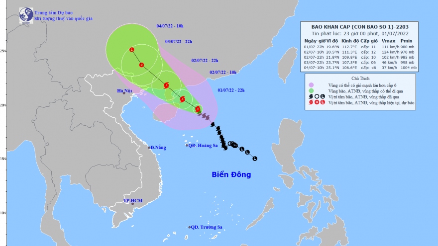 Bão số 1 cách Quảng Ninh 550km, giật cấp 14