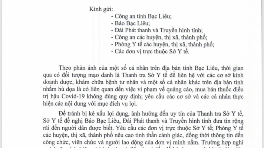 Mạo danh thanh tra sở y tế để trục lợi