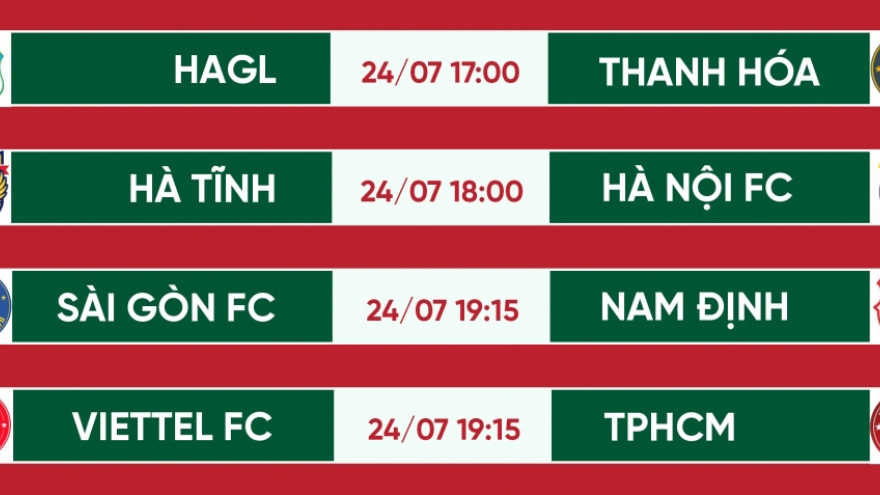 Lịch thi đấu V-League 2022 hôm nay 24/7: HAGL và Hà Nội FC ra trận