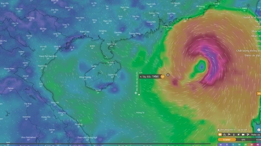 2 kịch bản hướng đổ bộ vào bờ của bão số 3