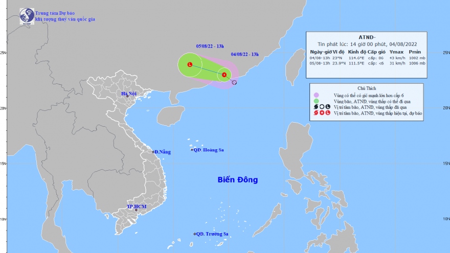 Áp thấp nhiệt đới đổ bộ vào Quảng Đông (Trung Quốc)