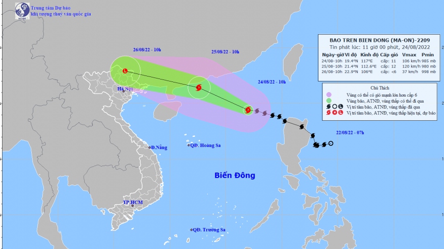 Bão số 3 giật cấp 14 đang di chuyển theo hướng Tây Tây Bắc, Bắc bộ mưa to