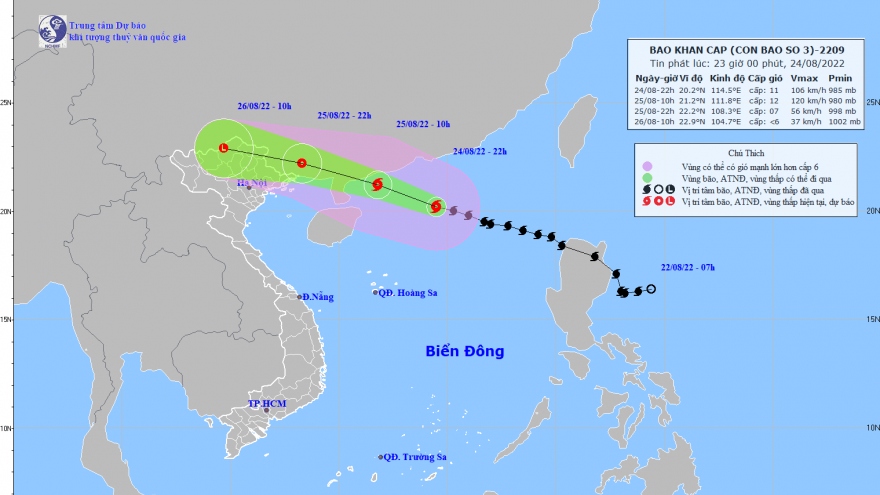 Bão số 3 tiếp tục hướng di chuyển về phía bán đảo Lôi Châu (Trung Quốc)