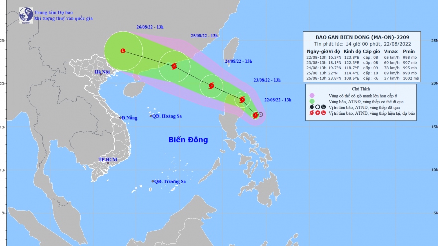 Bão Ma-on giật cấp 10 đang tiến vào Biển Đông