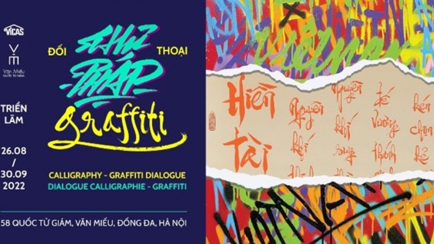 Hanoi exhibition features dialogue between calligraphy, graffiti