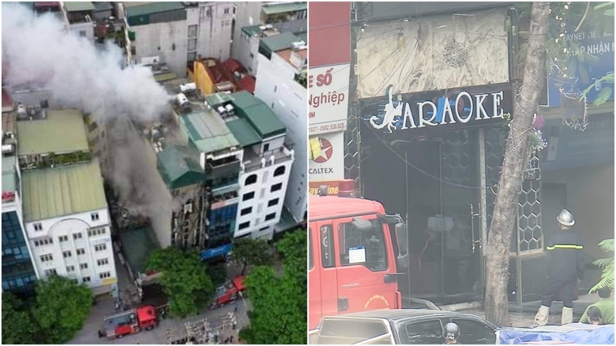 Cháy lớn tại quán karaoke 6 tầng trên phố Quan Hoa (Hà Nội)