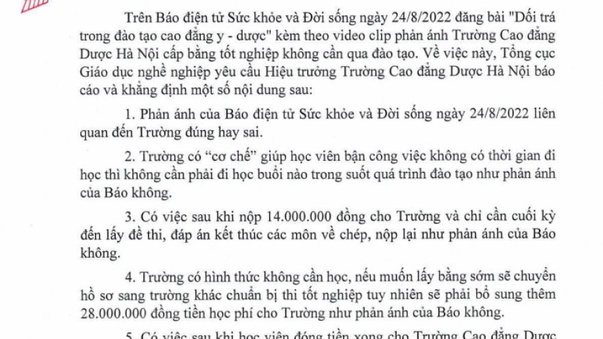 Yêu cầu 3 trường đào tạo y dược làm rõ việc không học vẫn được cấp bằng