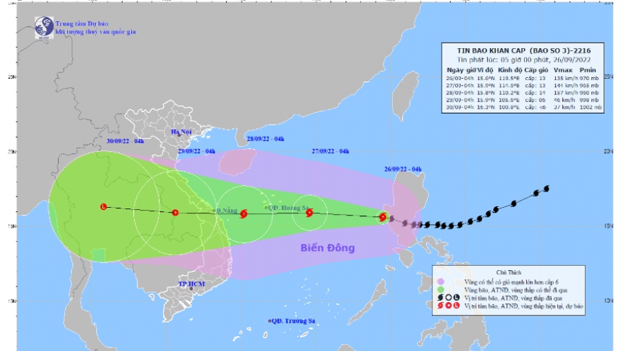 Bão Noru giật cấp 14, cách quần đảo Hoàng Sa khoảng 810km