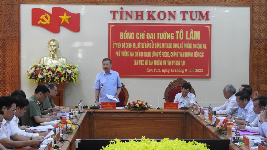 Kon Tum báo cáo Đại tướng Tô Lâm công tác phòng, chống tham nhũng