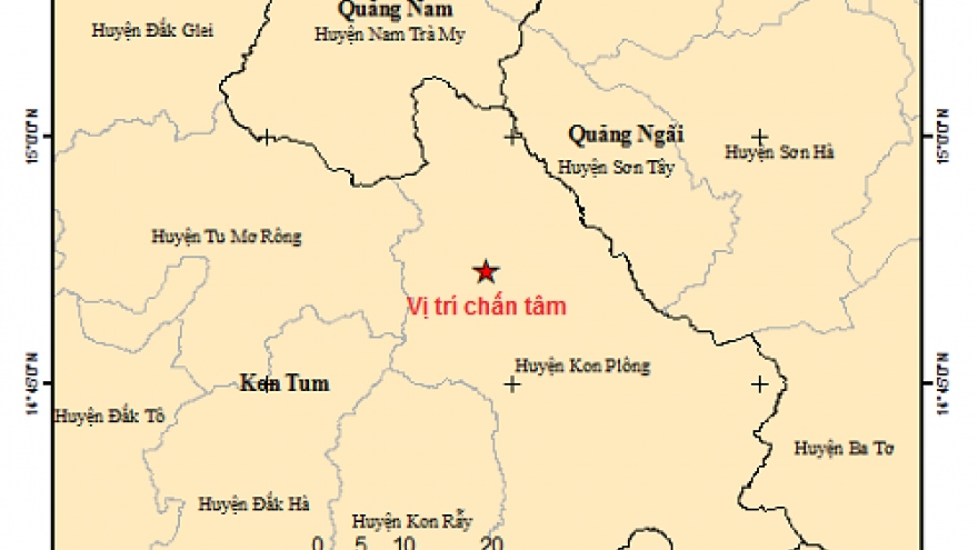 Huyện Kon Plông, tỉnh Kon Tum tiếp tục ghi nhận động đất