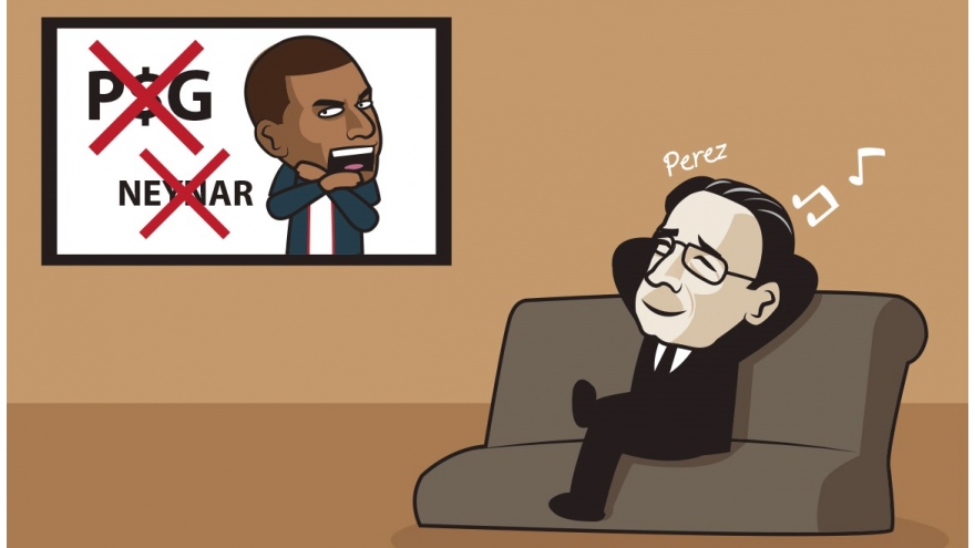 Biếm họa 24h: Chủ tịch Perez vui vẻ chờ đón Mbappe