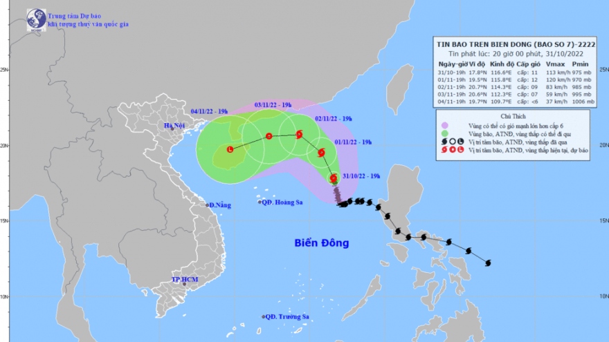Bão số 7 khả năng mạnh lên hướng về miền Bắc nước ta