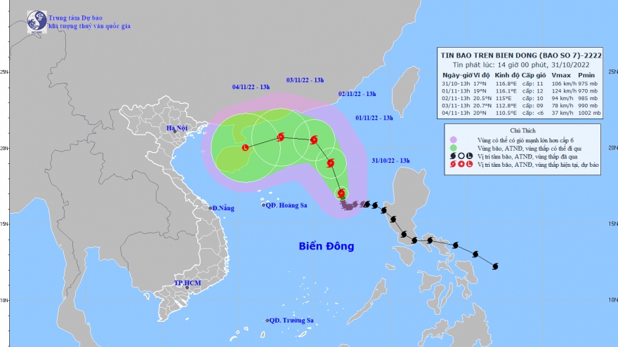 Bão số 7 có khả năng suy yếu dần thành áp thấp nhiệt đới