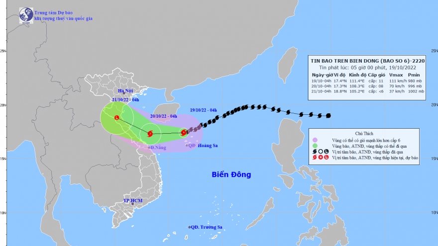 Bão số 6 sẽ đổ bộ đất liền từ Thanh Hóa - Quảng Bình trong 48 giờ tới