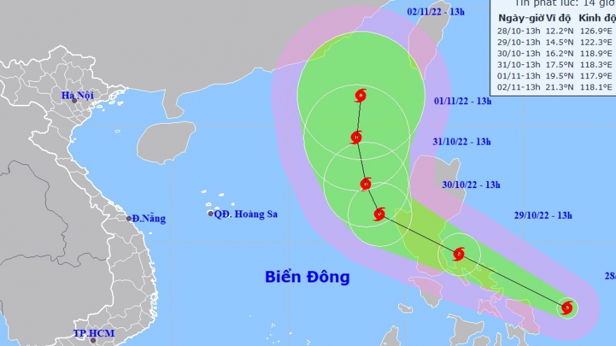 Bão Nalgae tiến gần khu vực biển Đông