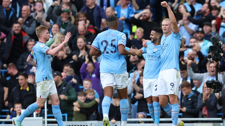 Haaland ghi cú đúp, De Bruyne lập siêu phẩm, Man City hạ đẹp Brighton