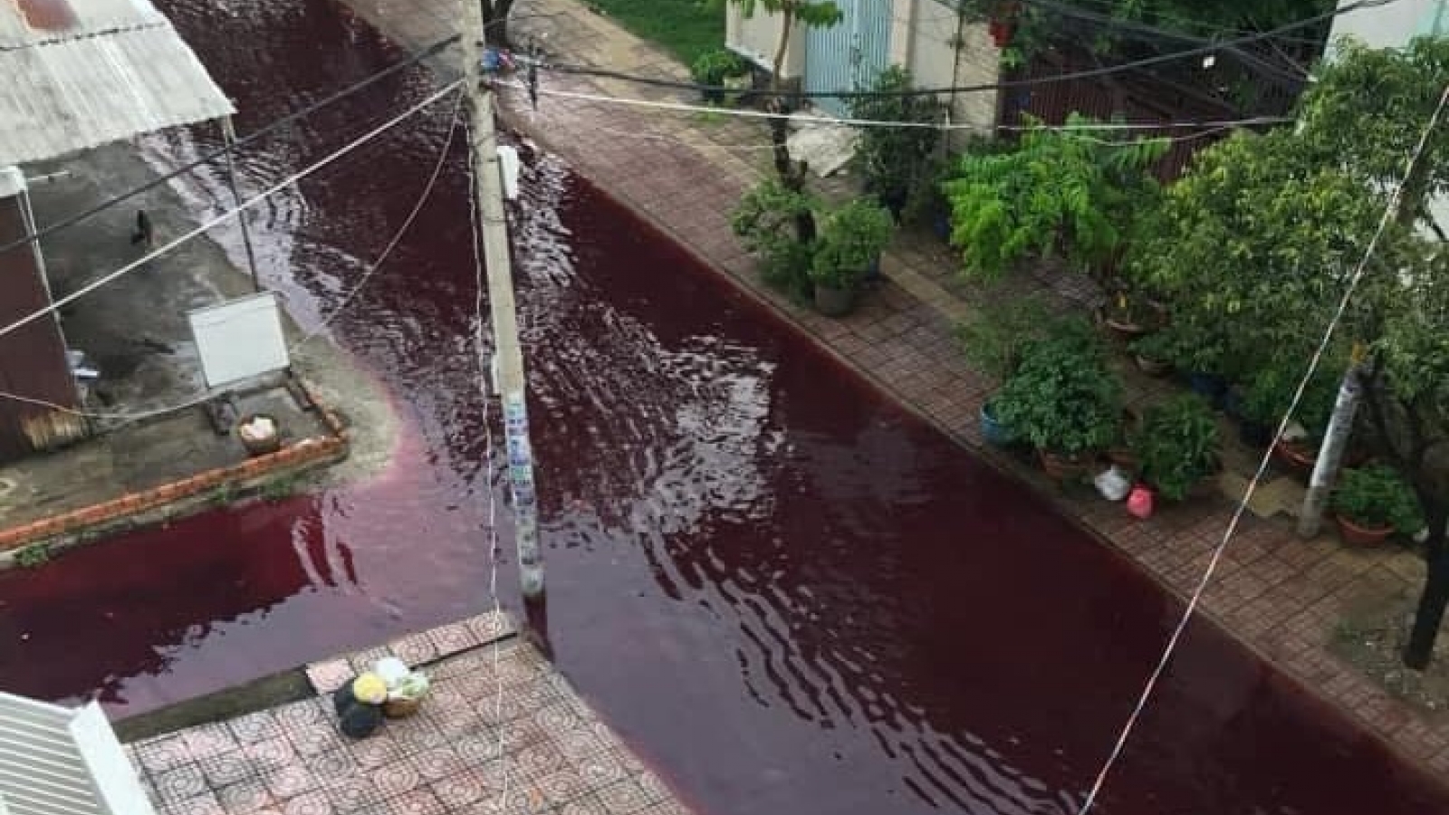 Nước có màu lạ, bốc mùi, gây ngập đường ở TP.HCM