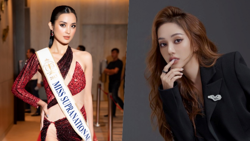 Hoa hậu Siêu quốc gia 2013 làm vedette trong show thời trang của NTK Vân Anh Scarlet
