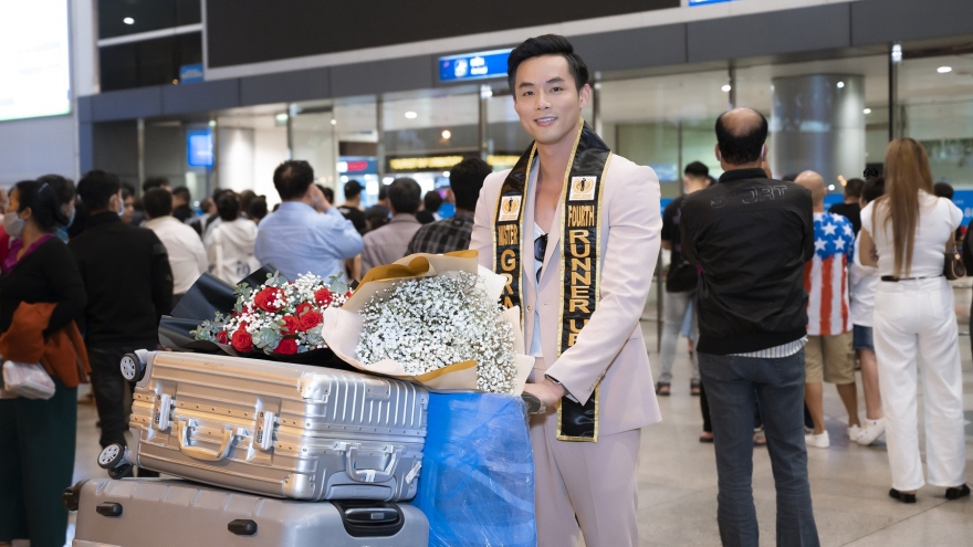 Á vương Vũ Linh về nước sau đăng quang Mister Grand International 2022