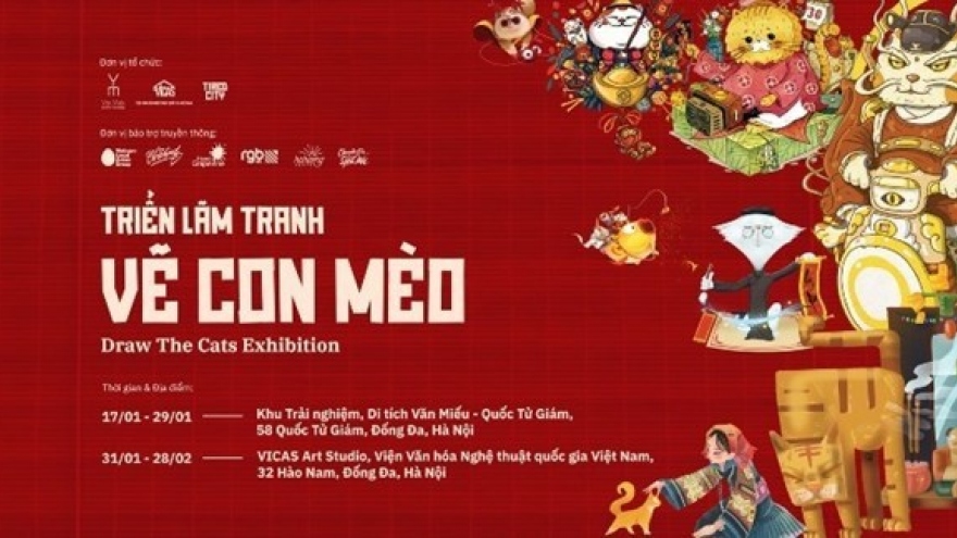 Art exhibition celebrates the Year of the Cat opens in Hanoi