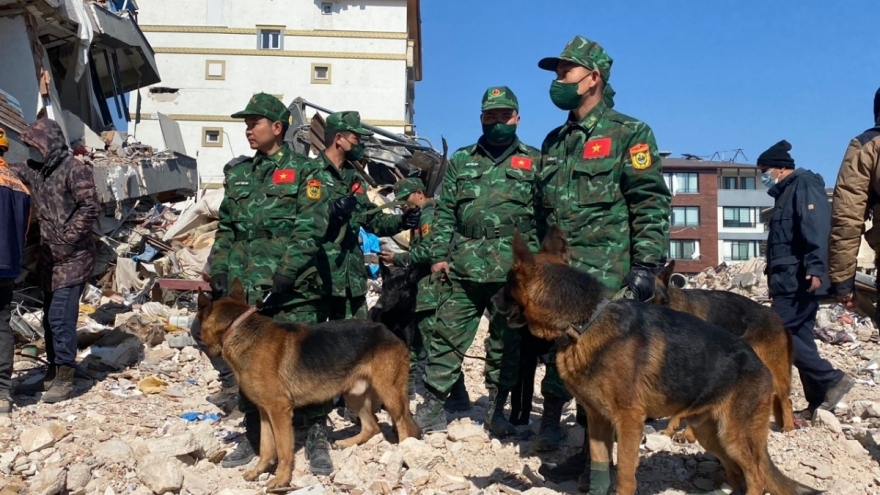 Chó nghiệp vụ hỗ trợ hiệu quả công tác cứu trợ quân đội Việt Nam tại Thổ Nhĩ Kỳ
