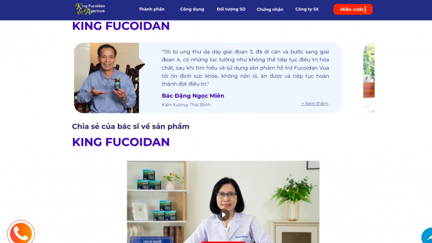 King Fucoidan & Agaricus vẫn ngang nhiên quảng cáo trái luật