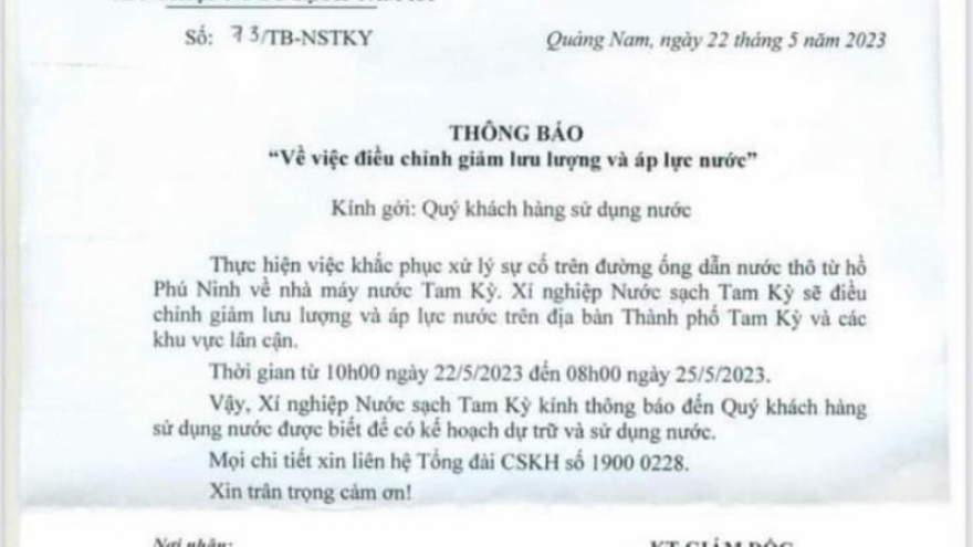 Xí nghiệp nước sạch Tam Kỳ “cắt” nước trong lúc nắng nóng cao điểm