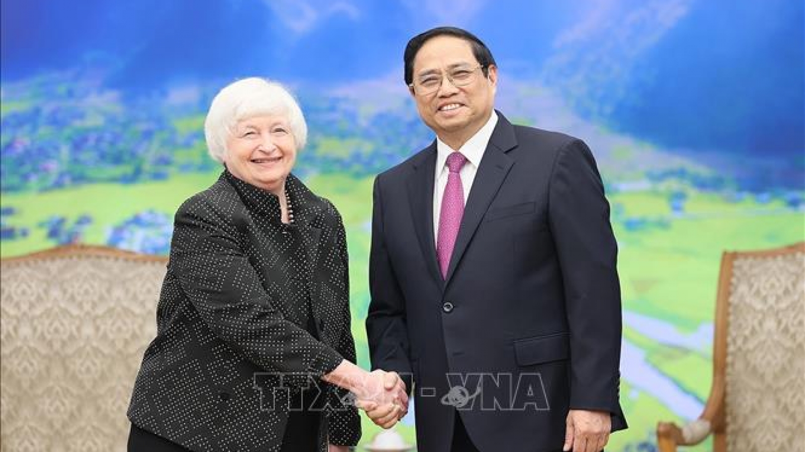 Thủ tướng Phạm Minh Chính tiếp Bộ trưởng Tài chính Hoa Kỳ