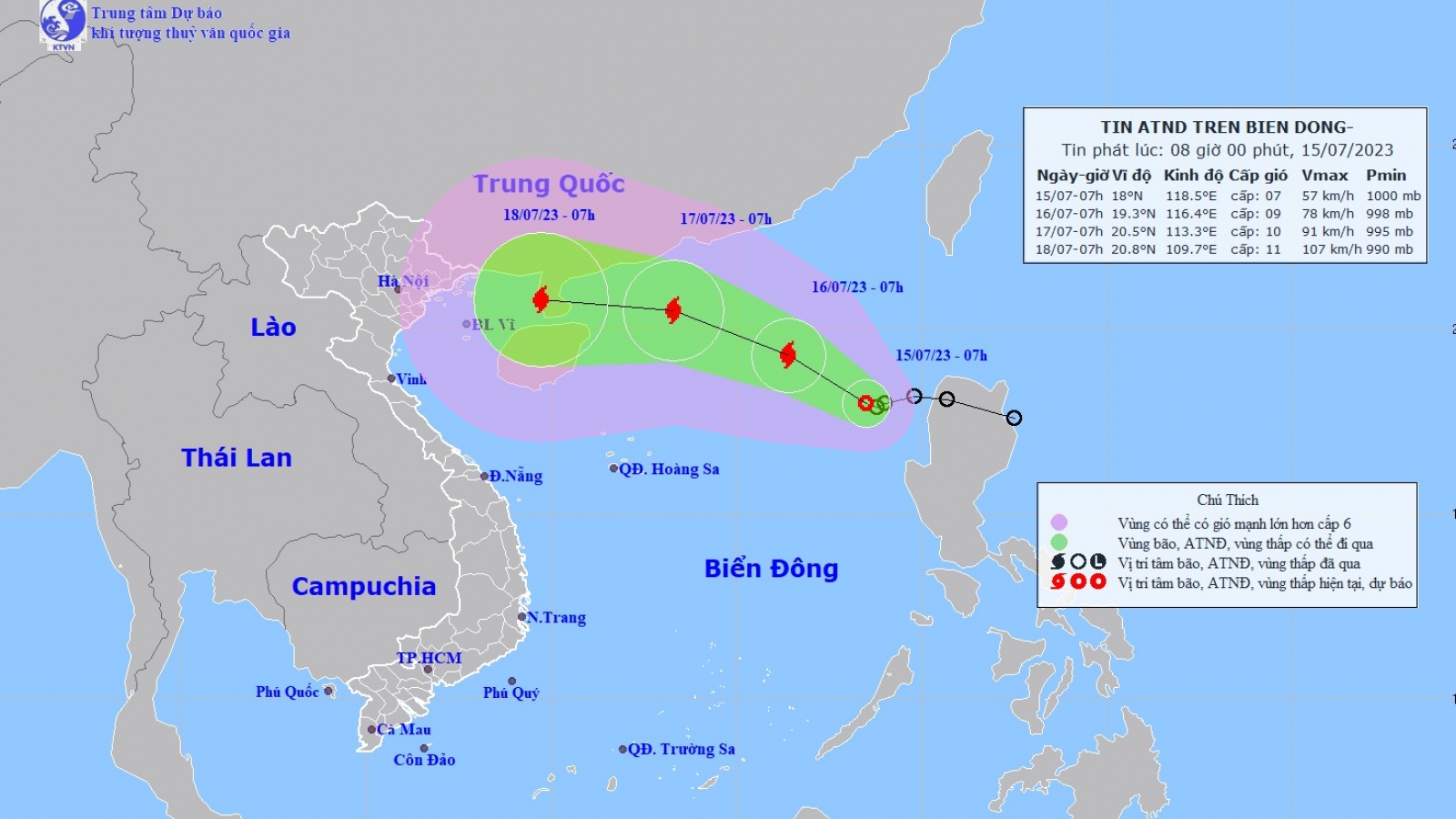 Kịch bản 2 hướng đi của áp thấp nhiệt đới đang mạnh lên thành bão