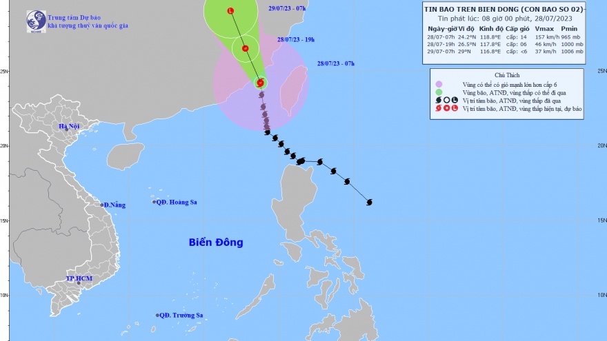 Bão số 2 đang trên vùng biển phía Nam Phúc Kiến (Trung Quốc), gió giật cấp 16