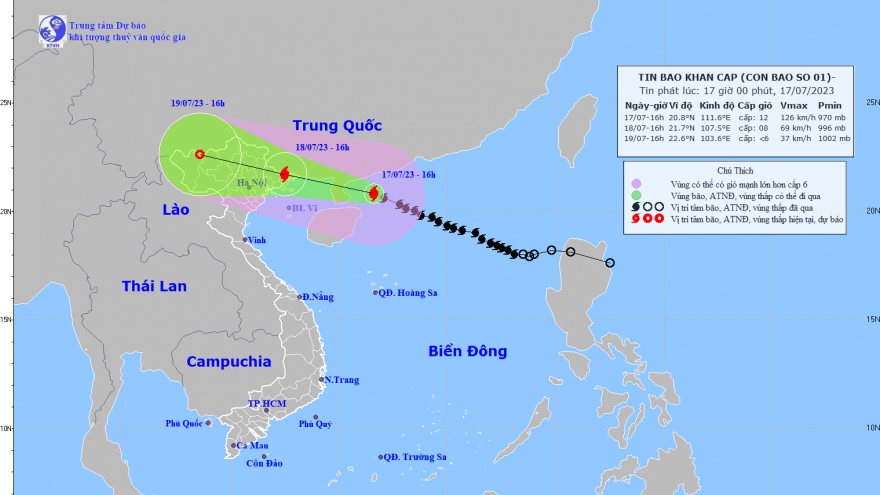 Bão số 1 di chuyển nhanh, áp sát Móng Cái (Quảng Ninh)