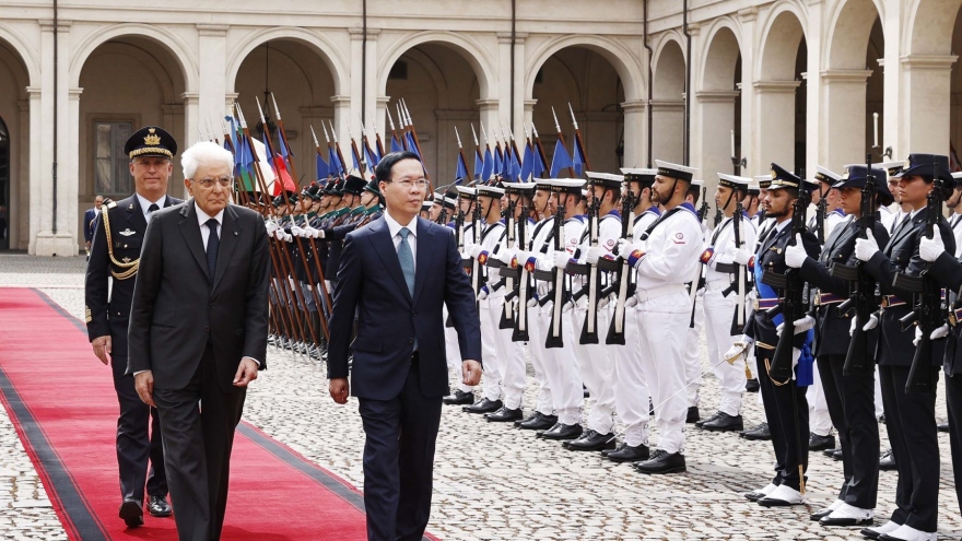 Tổng thống Italy chủ trì lễ đón trọng thể Chủ tịch nước Võ Văn Thưởng