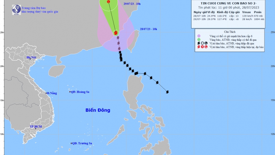 Tin cuối cùng về cơn bão số 2