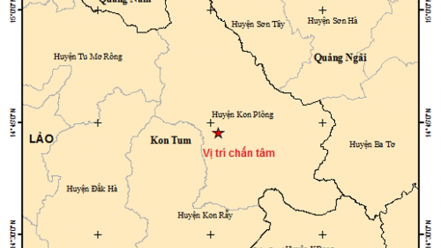 Ghi nhận 2 trận động đất tại Kon Tum