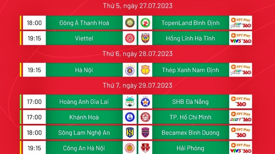 Lịch thi đấu V-League 2023 hôm nay 29/7: Căng thẳng và kịch tính