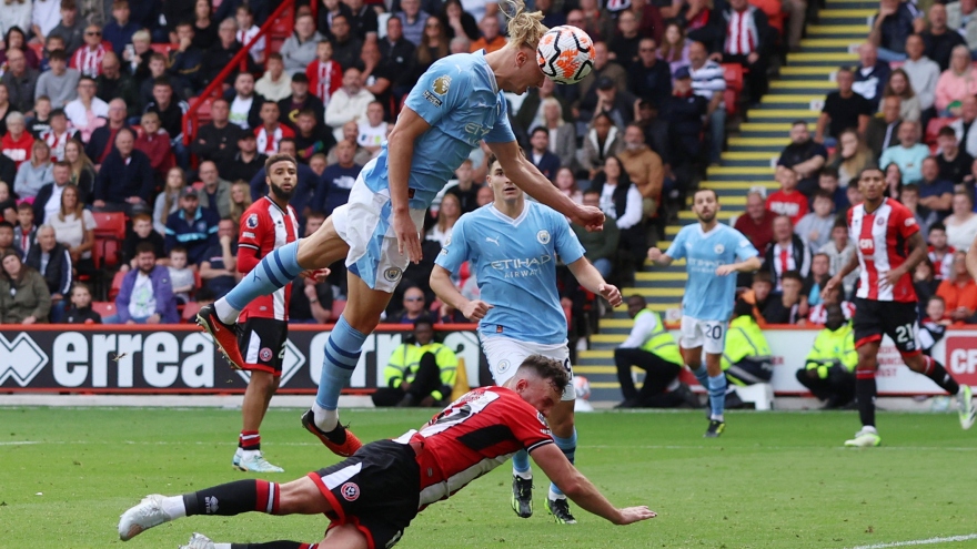 Haaland đá hỏng phạt đền, Man City thắng kịch tính Sheffield United