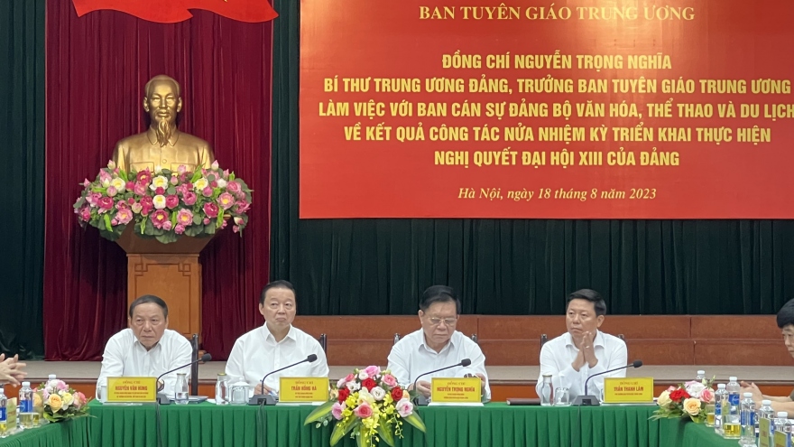 Trưởng Ban Tuyên giáo TW làm việc với Bộ Văn hóa-Thể thao và Du lịch