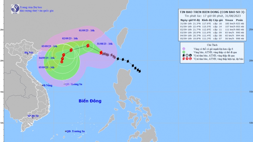 Bão số 3 có khả năng đổi hướng về phía Nam và tiếp tục giảm cường độ