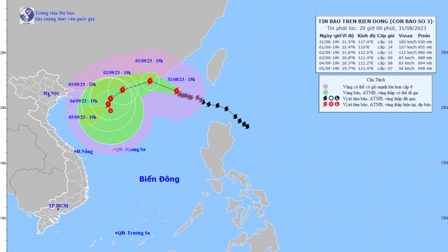 Bão số 3 gió giật trên cấp 17, ảnh hưởng khu vực Bắc Biển Đông