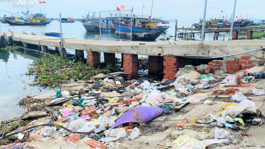 Rác thải bủa vây cảng cá An Lương ở Quảng Nam