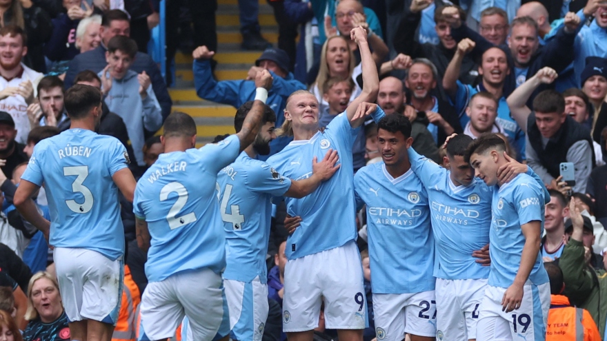 Rodri lĩnh thẻ đỏ, Haaland ghi bàn, Man City thắng kịch tính Nottingham Forest