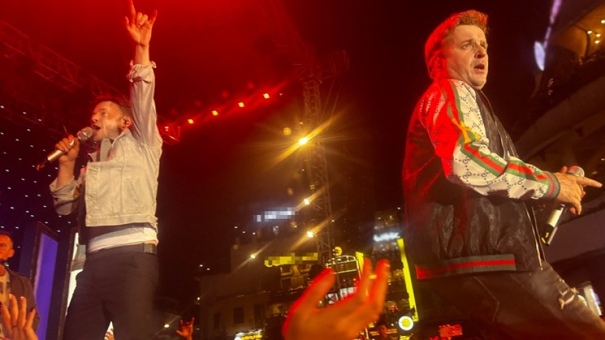 Band 911 entertain spectators at UK Festival 2023 in Hanoi