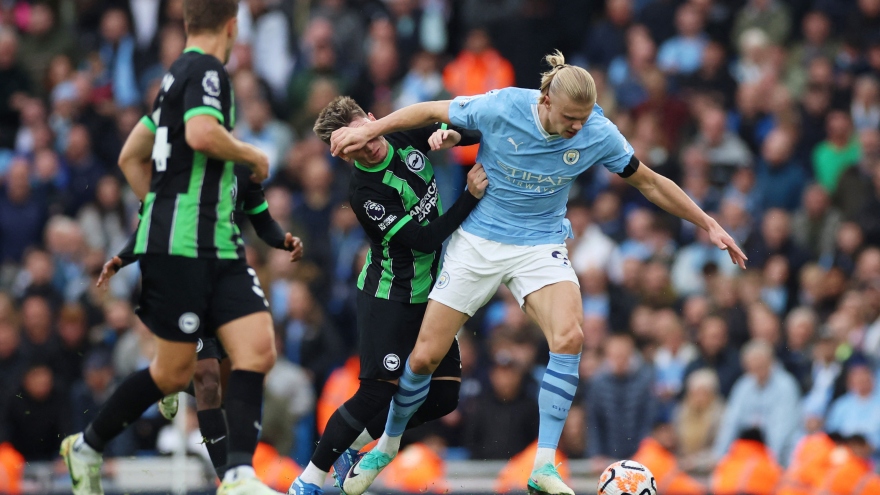 Haaland ghi bàn, Man City thắng nhọc Brighton