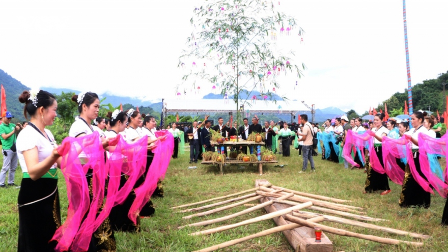 White Thai ethnic people celebrate young rice festival