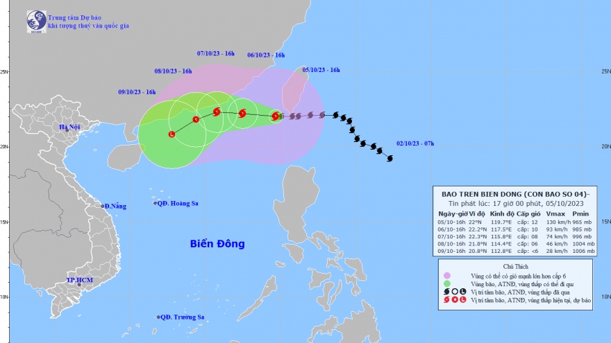 Bão Koinu giật cấp 15, cách Quảng Đông (Trung Quốc) khoảng 370km